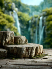 Serene Waterfall Landscape for Product Display