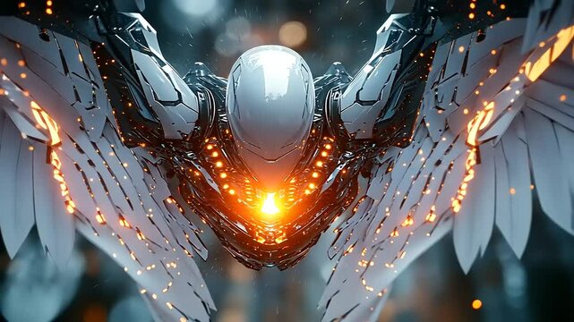 Futuristic mechanical angel wings