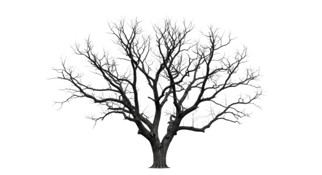 Silhouette of Leafless Tree Isolated Winter Branch Nature Outline Graphic