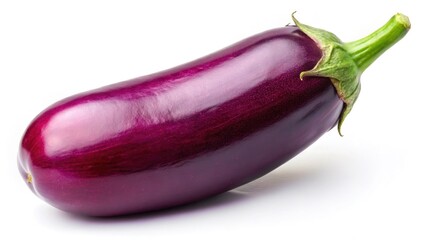 Ripe Eggplant Isolated, White Background Stock Photo, High-Resolution Image, Fresh Produce, Culinary Photography, Food Photography, Purple Eggplant, Vegetable, Healthy Eating