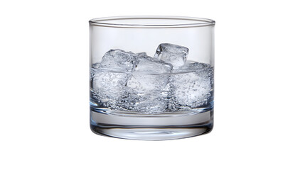 A close-up view of a glass filled with ice cubes, showcasing clarity and reflections, perfect for beverage-related content