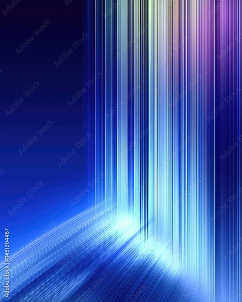 Poster abstract blue vertical light stripes creating a futuristic and technological visual effect. the dyna