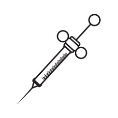 Simple black and white icon of a syringe.