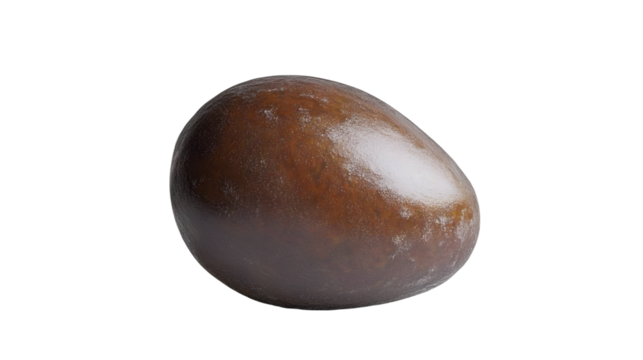 A smooth, brown egg-shaped object resting on a clean surface, possibly used for decorative or artistic purposes - Powered by Adobe
