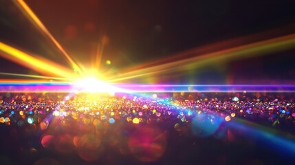 Radiant spectrum of light and bokeh creating a vibrant and magical landscape