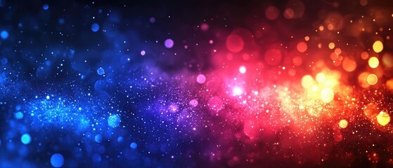 Obraz premium Vibrant Red and Blue Glitter Background Sparkling Lights and Bokeh