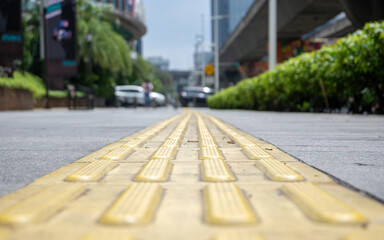 Pedestrian area and city building at Kuningan Street. South Jakarta, Indonesia.