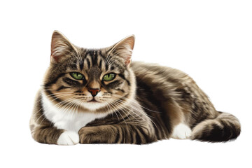 Obraz premium Relaxed Domestic Tabby Cat Lies Down and Relaxed in Home Ambiance