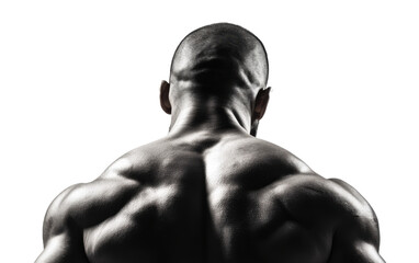 Muscular man from behind showing strong upper body definition
