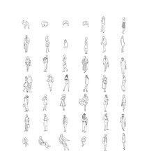 vector pack of people with black outline