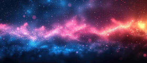 Fototapeta premium Cosmic Nebula Pink and Blue Glitter Background