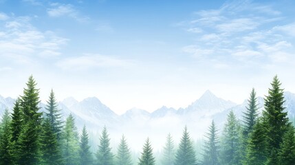 Fototapeta premium Misty Mountain Majesty: A Serene Forest Landscape