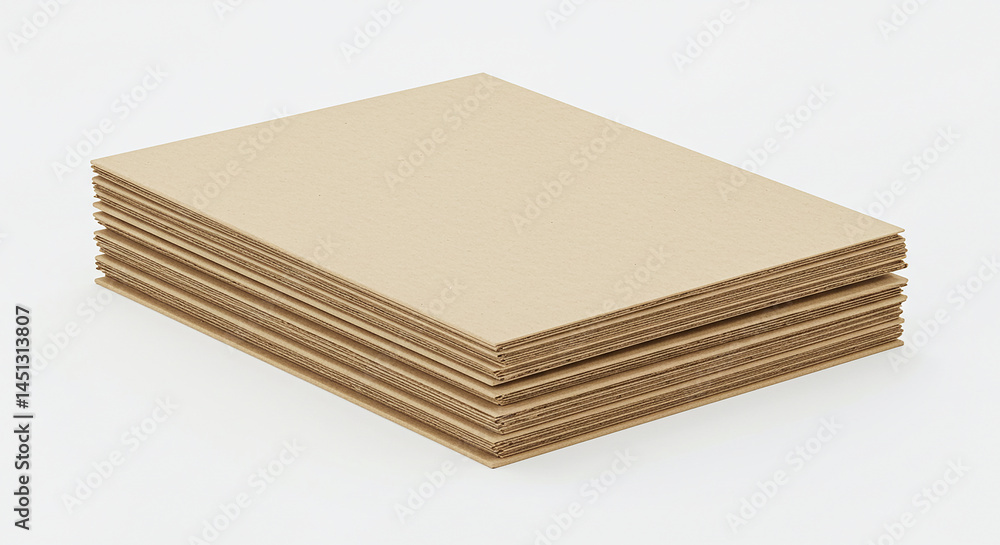 Poster stack of cardboard sheets creating geometric shapes on white background