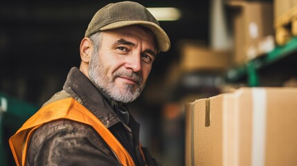 Dedicated warehouse worker showcasing professionalism and reliability in busy logistics environment