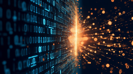 Digital Frontier: A dynamic digital illustration, featuring a vibrant visual representation of data streams and binary code, highlighting the ever-evolving landscape of technology and innovation.