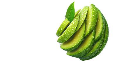 Freshly sliced green apple with droplets of water, showcasing vibrant color and texture, ideal for health and food-related content