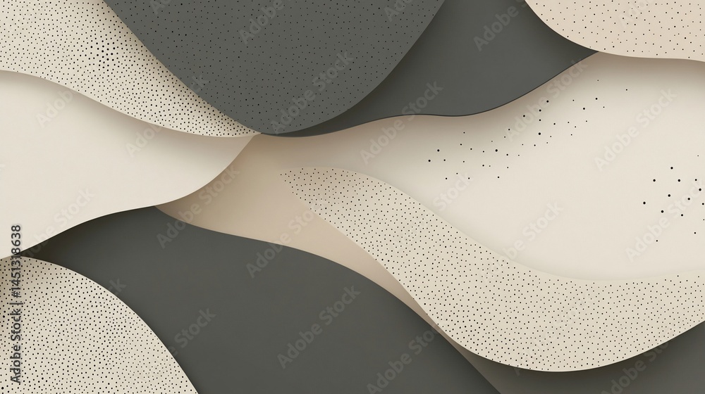 Poster sophisticated abstract background with paper cut waves and subtle dots