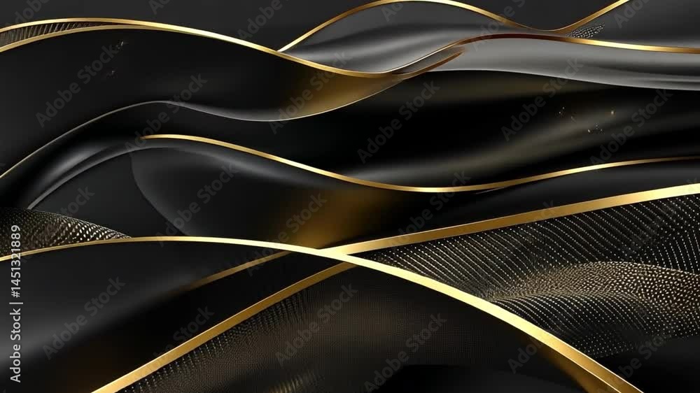 Poster elegant black and gold abstract waves modern luxury background with smooth texture for sophisticated