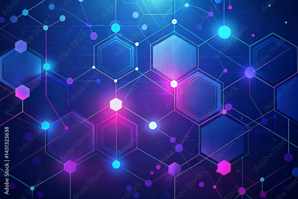 Poster abstract geometric network background hexagon connection