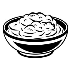 Bowl of Mashed Potatoes Vector - Comfort Food, Culinary Illustration