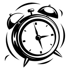 Alarm Clock Vector Illustration - Time Icon, Vintage Clock Design