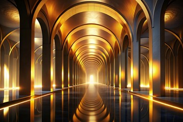 Obraz premium Golden Archway Futuristic Architecture Design Concept
