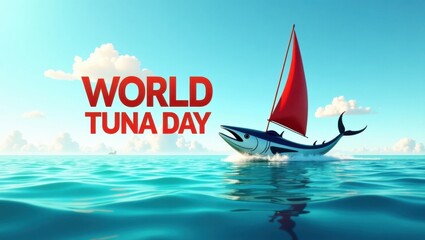 Celebrating world tuna day eco-friendly fishing practices ocean digital artwork calm waters inspirational message