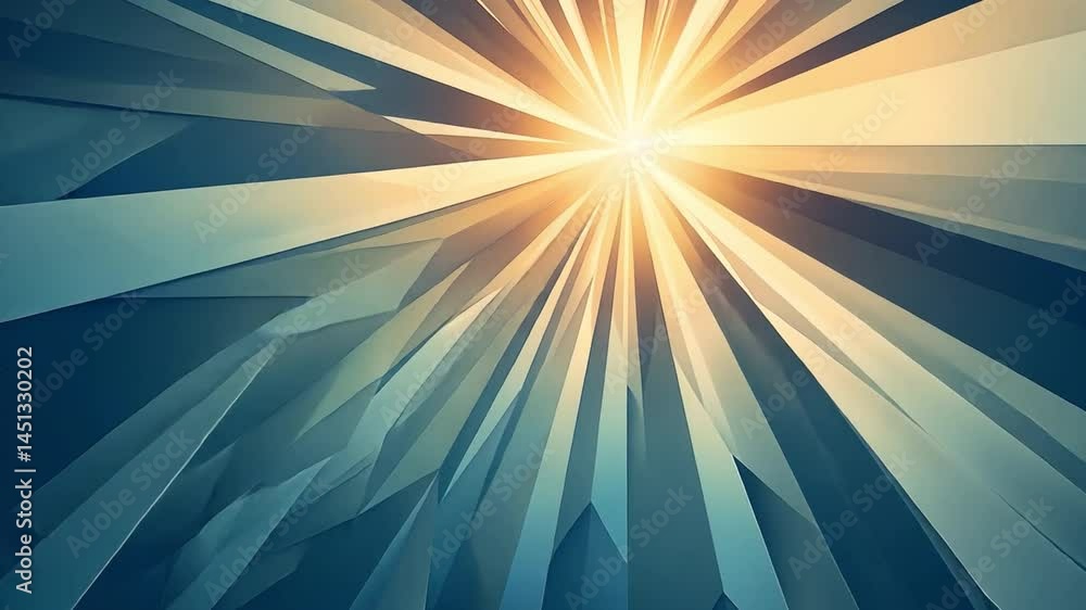 Poster abstract geometric design with bright rays of light creates vibrant pattern of colors, depth, and mo