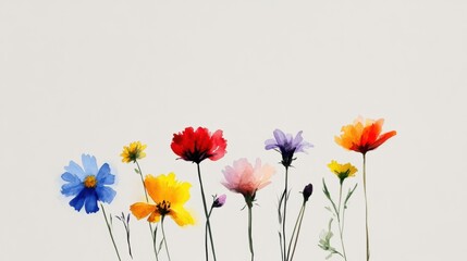 Fototapeta premium Beautiful seamless floral water color pattern Set, watercolor wild flowers, leaves and grass,Collection botanic garden elements,isolated illustration in rustic or vintage style,copy space.