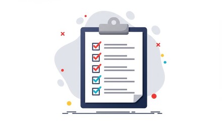 Checklist clipboard with checkboxes, highlighting task progress and achievements