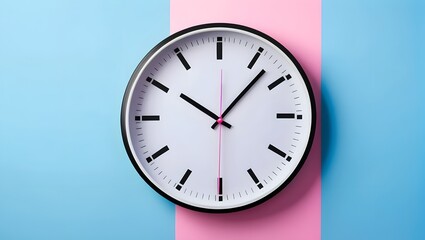 Modern Clock on Colorful Wall Displaying Time Concept Design