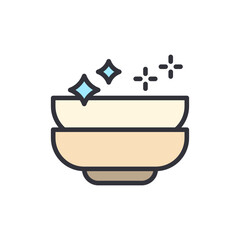 Dishwashing colored icons, minimalist vector illustration ,simple transparent graphic element .Isolated on white background