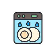 Dishwasher colored icons, minimalist vector illustration ,simple transparent graphic element .Isolated on white background