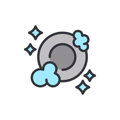 Dishwashing colored icons, minimalist vector illustration ,simple transparent graphic element .Isolated on white background