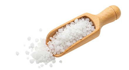 Wooden Scoop with Salt Isolated Seasoning Ingredient Cooking Flavor