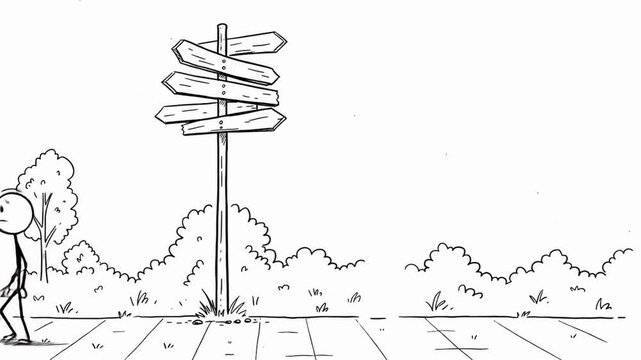 Lost Stickman's Path: A Simple Animated Crossroads Decision