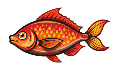 Fototapeta premium Goldfish, a popular aquarium pet and aquatic animal, swims gracefully on a plain white background