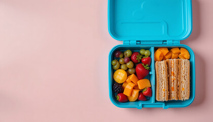 Lunchbox with Fruit and Sandwich