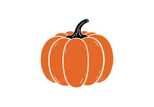 Orange pumpkin silhouette. This image shows an orange pumpkin with a black stem, featuring a simple and clean design. Vector clipart illustration design.