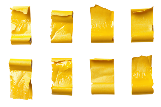 Set of yellow pieces of foam tape vector illustration on a transparent background PNG