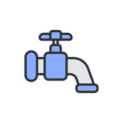 Faucet colored icons, minimalist vector illustration ,simple transparent graphic element .Isolated on white background
