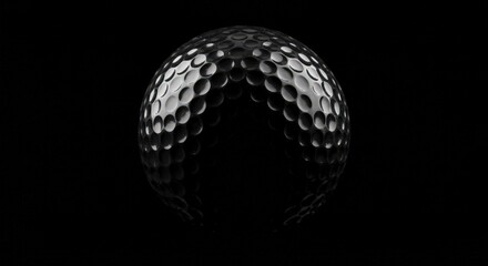 Golf Ball Close-up on Black Background Showing Dimples Texture