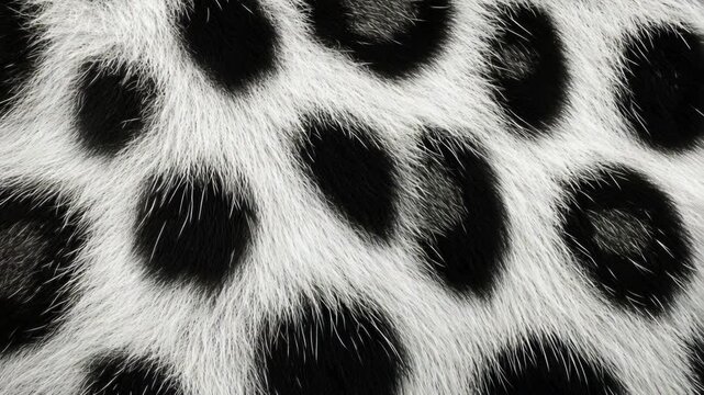 Close-up of black and white spotted fur texture, vibrant and soft.