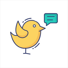 blue bird with speech bubble