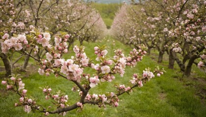 Obraz premium Spring scene with almond blossoms and blurred background 1