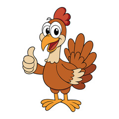 A cheerful cartoon turkey giving a big thumbs-up with a wide smile, showing approval and positivity—perfect for festive or fun Thanksgiving-themed designs!
