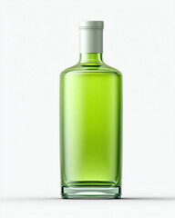 background spirits liqour isolated in white A sleek, modern green glass bottle stands gracefully against a white background, perfect for beverage photography.