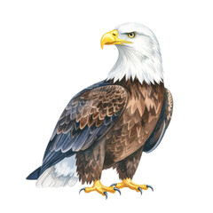 Obraz premium Eagle on a white background, spring watercolor illustration, botanical painting