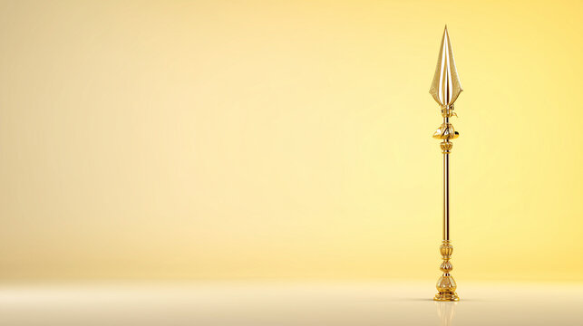sacred golden vel (spear) symbol of Murugan, standing upright, minimal pastel yellow to white gradient, Ai generated images
