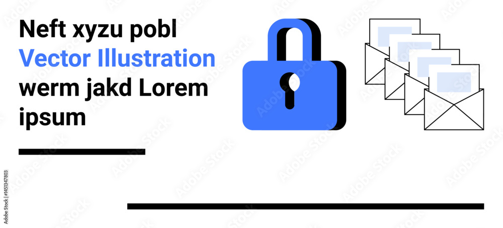 Aufkleber blue lock symbol next to multiple envelopes suggests secure email communication. ideal for cybersecu